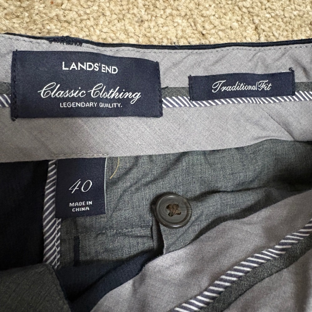 Lands End Mens 40 Traditional Fit Corduroy Pants Navy Blue Flat Front Straight - Picture 3 of 6